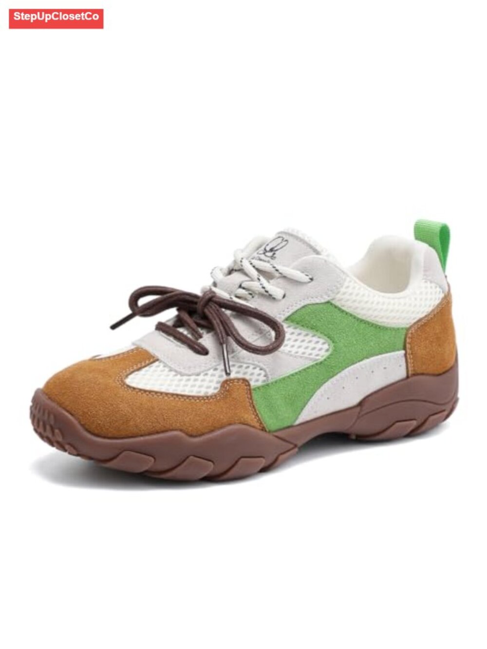 Women's Lightweight Mesh Suede Lace-Up Sneakers Cushioned Walking Shoes